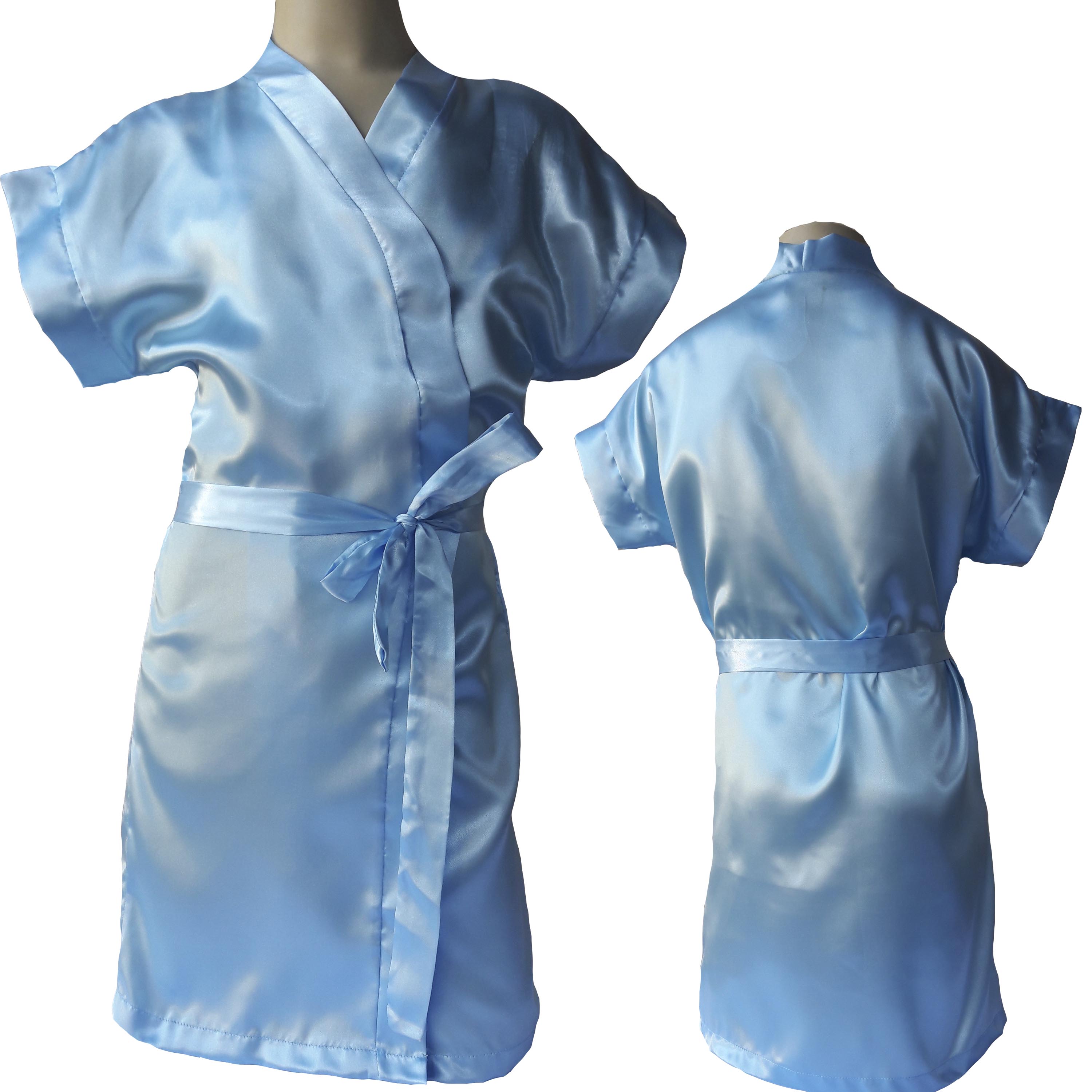 Robe Infantil de Cetim Feminino Daminha Azul Bebê 