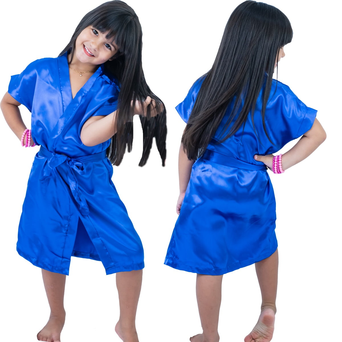 Robe Infantil de Cetim Feminino Daminha Azul Royal Klein 