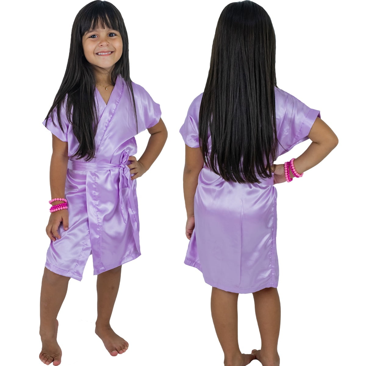 Robe Infantil de Cetim Feminino Daminha Lilás Claro Lavanda 