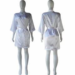 Robe de Cetim Com Elastano Feminino Manga 3/4 Cor Branco