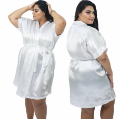 Robe de Cetim Com Elastano Feminino Plus Size 48 50 52 e 54 Branco