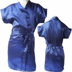 Robe Infantil de Cetim Elastano Feminino Azul Marinho 