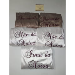 Robe de Cetim Feminino Bordado Personalizado  Irmã da Noiva 