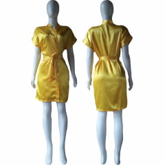 Robe de Cetim Feminino Normal Cor Amarelo Dourado