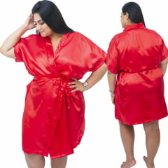 Robe de Cetim Feminino Plus Size 48 50 52 e 54 Vermelho