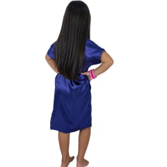 Robe Infantil de Cetim Feminino Daminha Azul Marinho