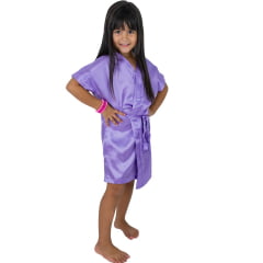 Robe Infantil de Cetim Feminino Daminha Lilás 