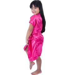Robe Infantil de Cetim Feminino Daminha Rosa Pink 