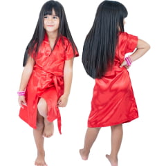 Robe Infantil de Cetim Feminino Vermelho